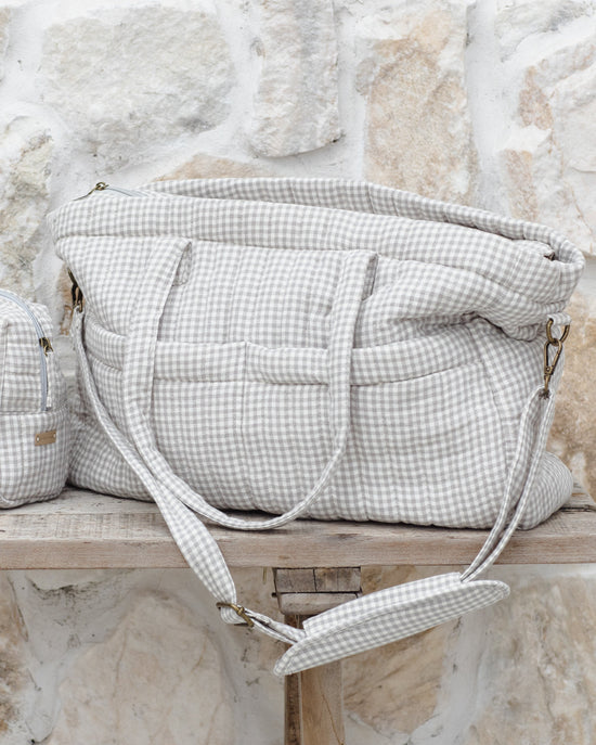 QUINCY MAE DIAPER BAG + CHANGING MAT - SAGE GINGHAM