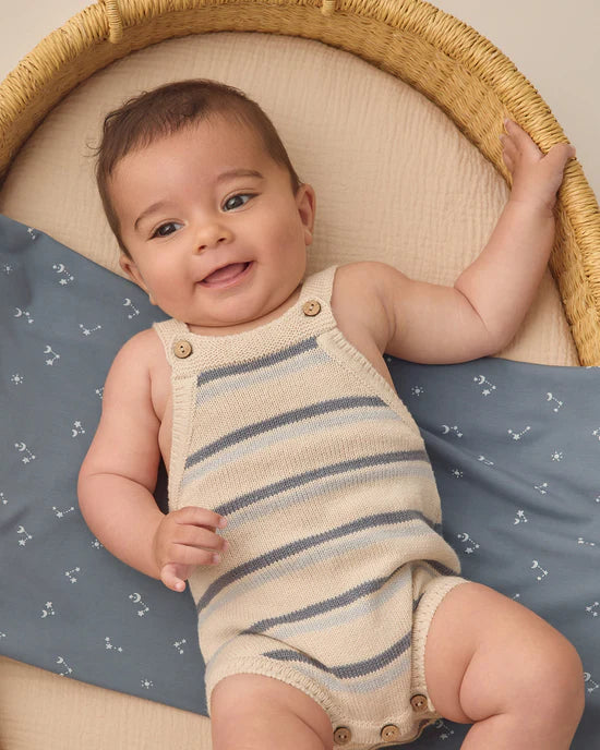 QUINCY MAE TATUM ROMPER - OCEAN STRIPE