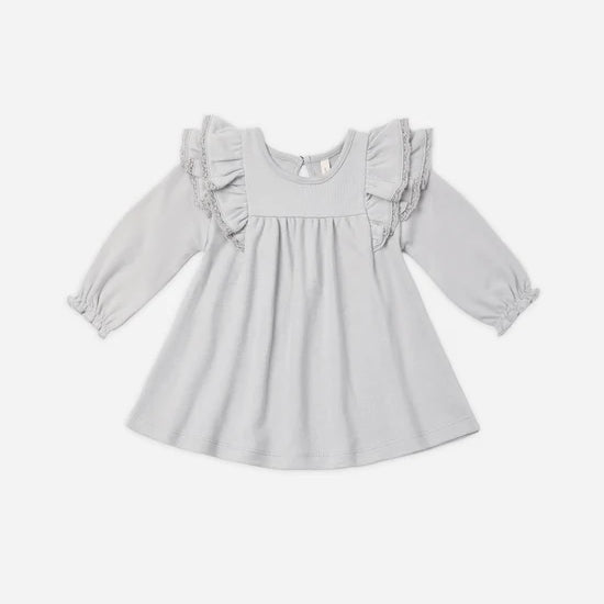 QUINCY MAE LONG SLEEVE FLUTTER DRESS - CLOUD