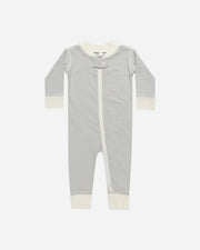 QUINCY MAE ZIP LONG SLEEVE SLEEPER - BLUE MICRO STRIPE