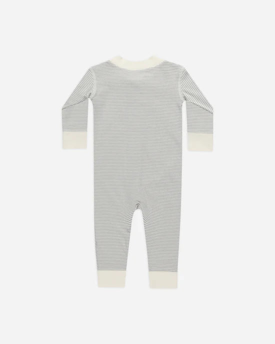 QUINCY MAE ZIP LONG SLEEVE SLEEPER - BLUE MICRO STRIPE