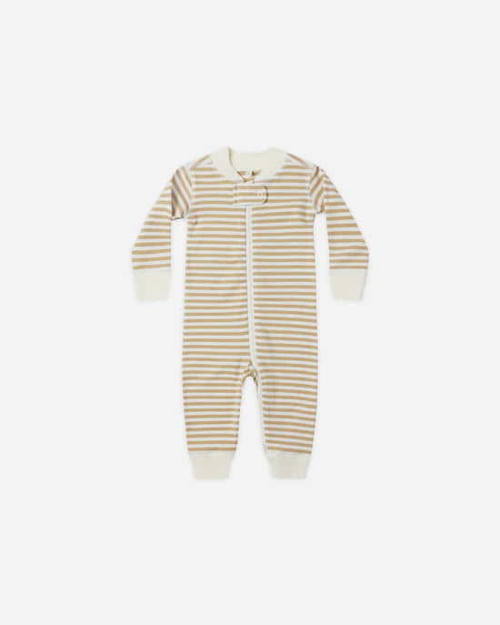 QUINCY MAE ZIP LONG SLEEVE SLEEPER - GOLD STRIPE