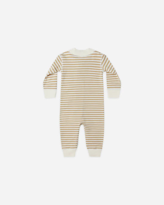 QUINCY MAE ZIP LONG SLEEVE SLEEPER - GOLD STRIPE
