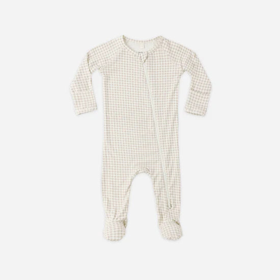 QUINCY MAE BAMBOO ZIP SLEEPER - OAT GINGHAM