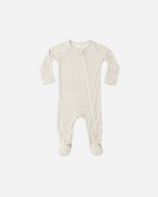 QUINCY MAE BAMBOO ZIP SLEEPER - OAT GINGHAM