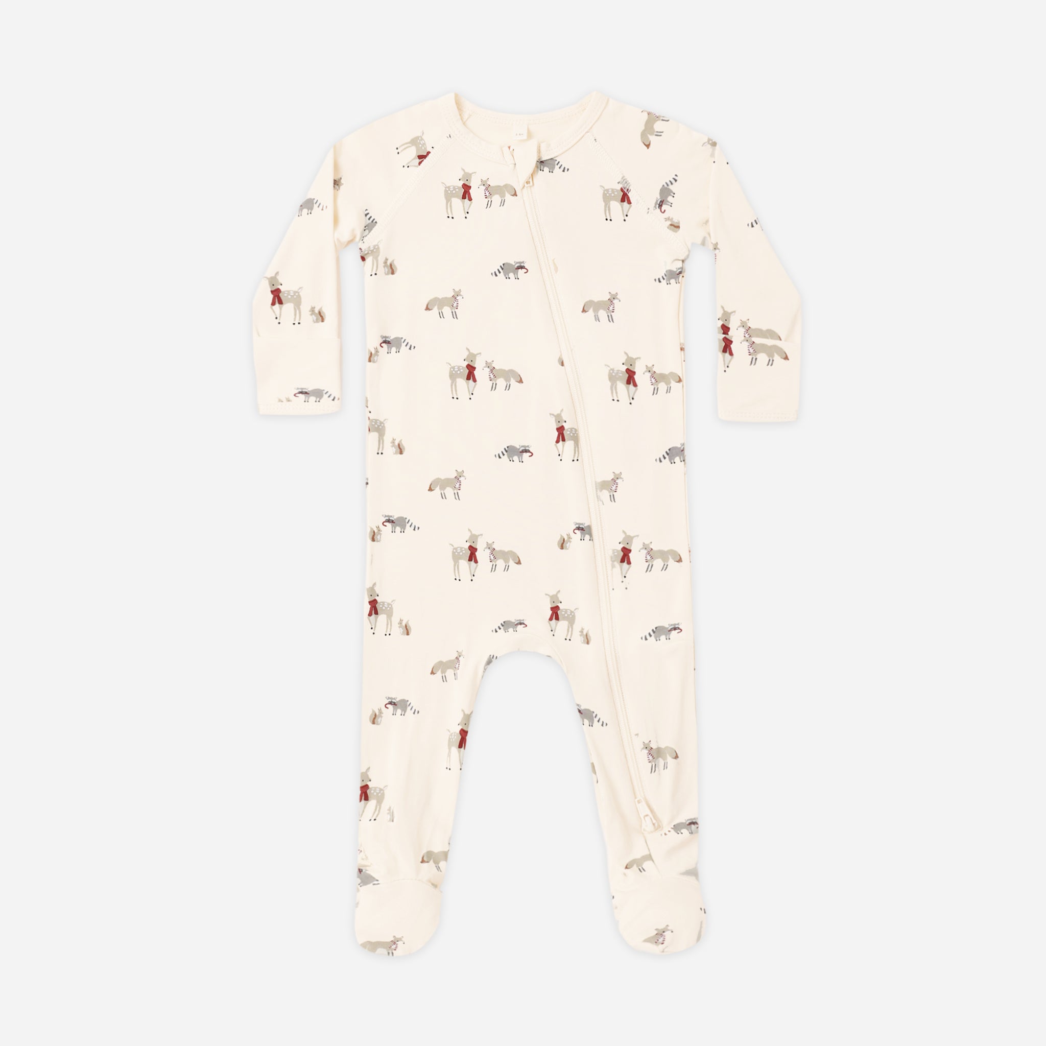 QUINCY MAE BAMBOO ZIP FOOTIE - FOREST FRIENDS