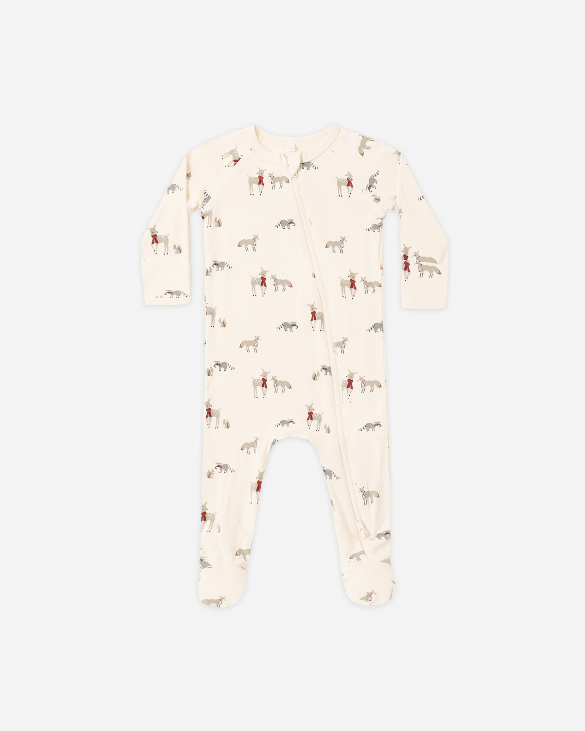 QUINCY MAE BAMBOO ZIP FOOTIE - FOREST FRIENDS