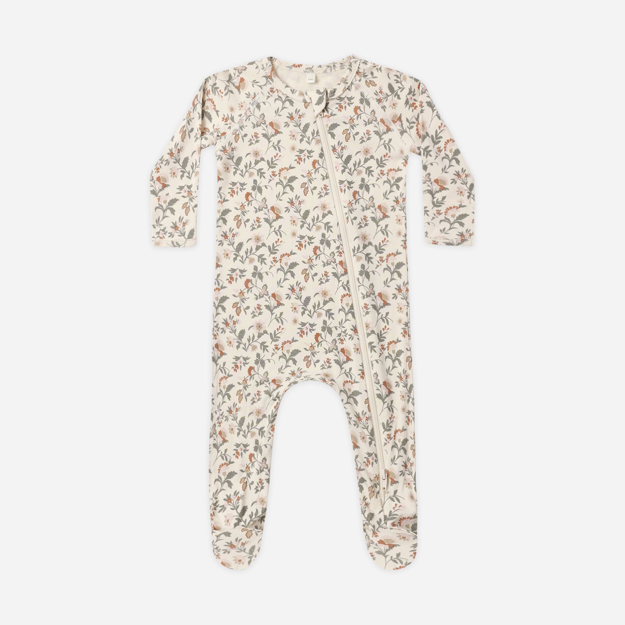 QUINCY MAE BAMBOO ZIP FOOTIE - HOLIDAY FLORAL