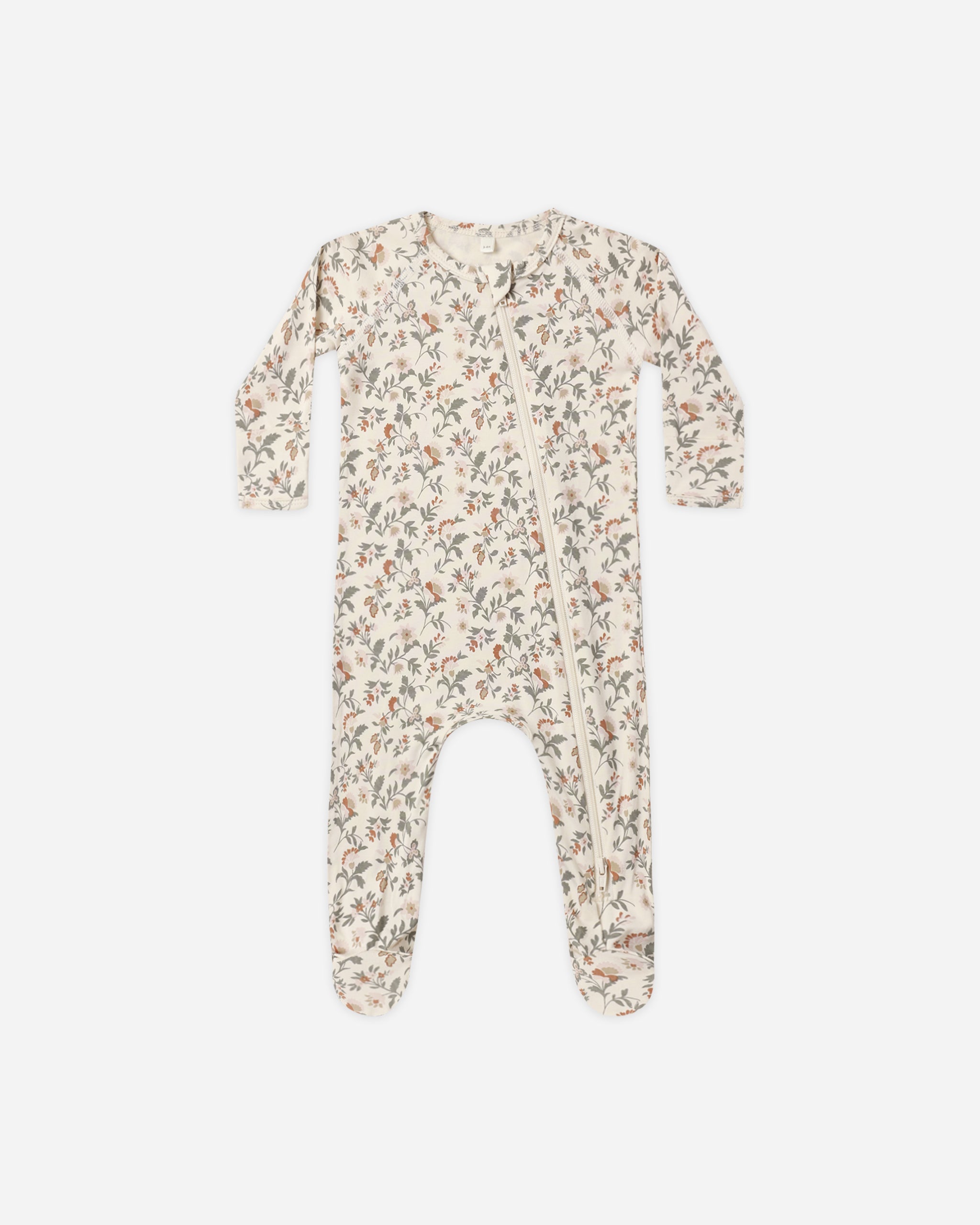 QUINCY MAE BAMBOO ZIP FOOTIE - HOLIDAY FLORAL