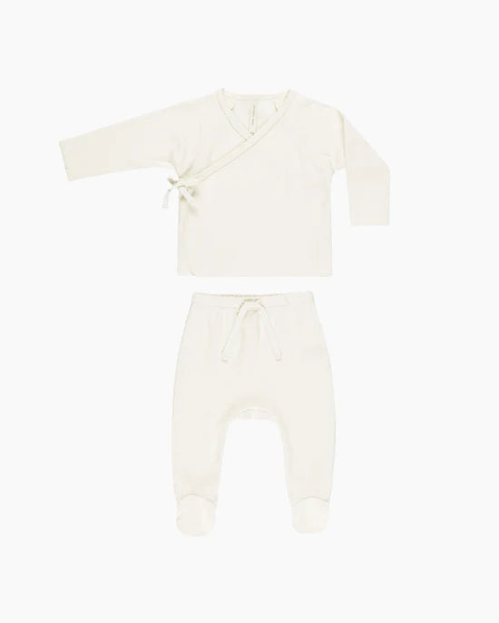 QUINCY MAY WRAP TOP + FOOTED PANT SET - NATURAL