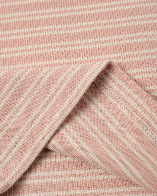 QUINCY MAE RIBBED TEE + LEGGING SET - DUSTY ROSE MICROSTRIPE