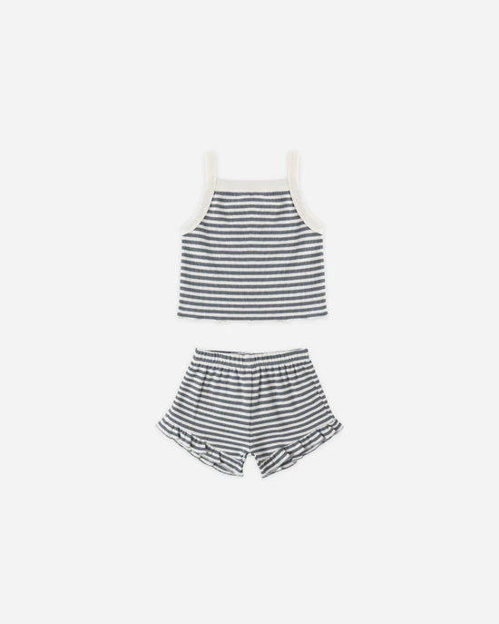 QUINCY MAE EVIE TANK + SHORTIE SET - OCEAN STRIPE