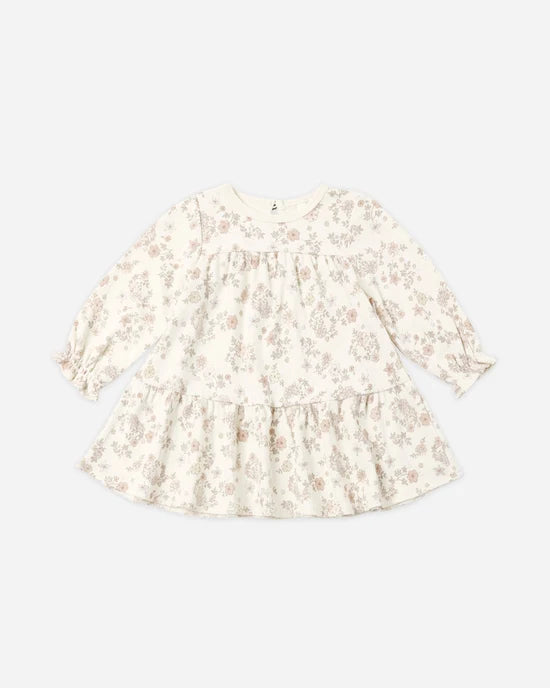 QUINCY MAE TIERED JERSEY DRESS - FLORAL VINE