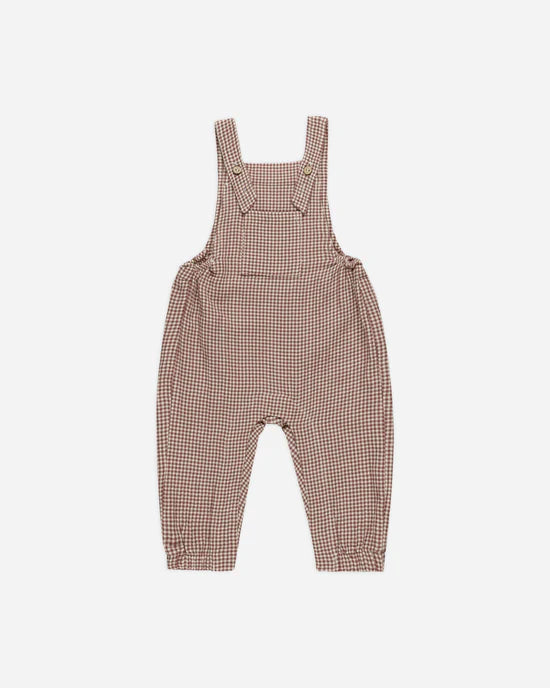 QUINCY MAE BABY OVERALL - PLUM GINGHAM