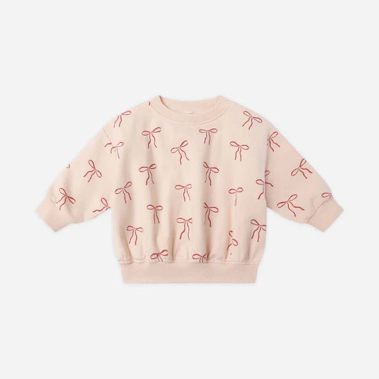 QUINCY MAE RELAXED FLEECE SWEATSHIRT - RED BOWS