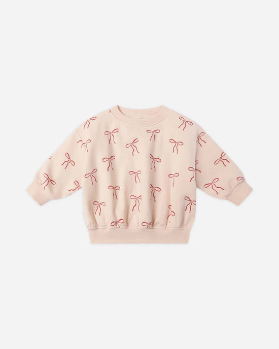 QUINCY MAE RELAXED FLEECE SWEATSHIRT - RED BOWS