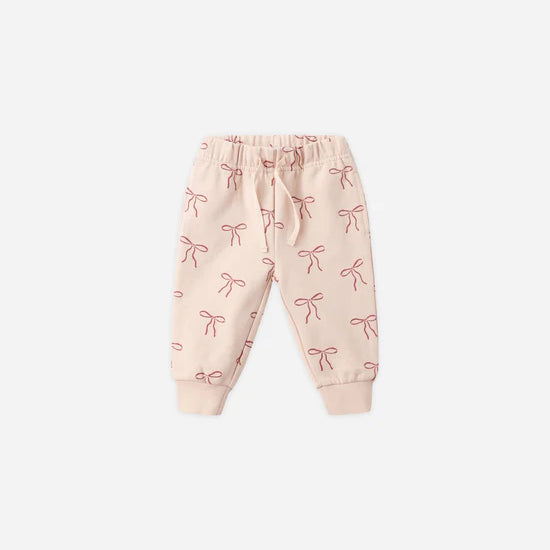 QUINCY MAE RELAXED FLEECE SWEATPANT - RED BOWS