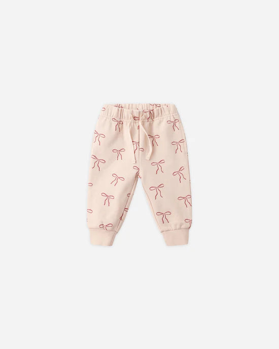 QUINCY MAE RELAXED FLEECE SWEATPANT - RED BOWS
