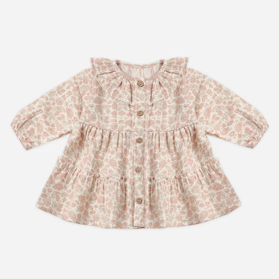 QUINCY MAE RUFFLE COLLAR BUTTON DRESS - PINK BLOSSOM