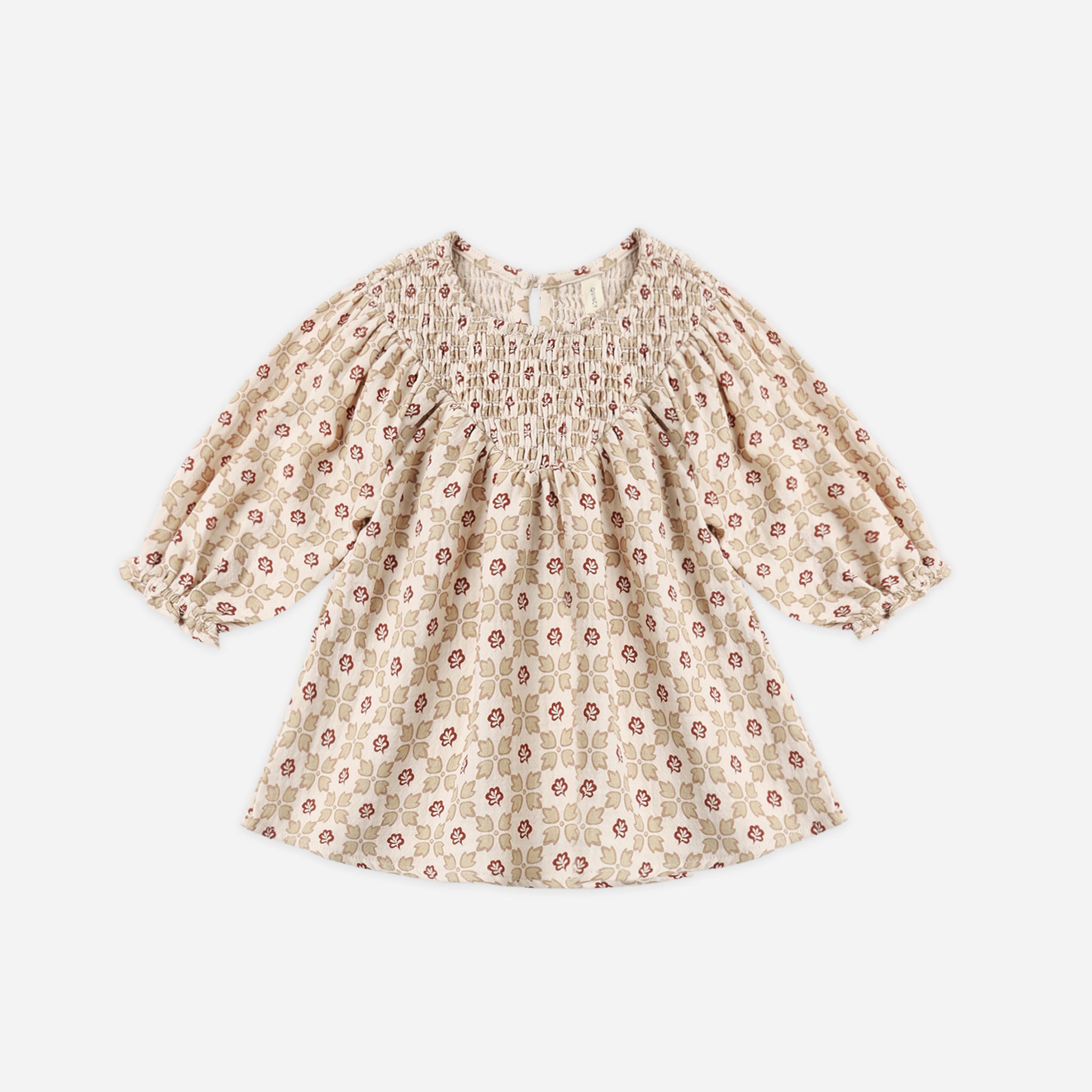QUINCY MAE V SMOCKED DRESS - WINTER ROSE