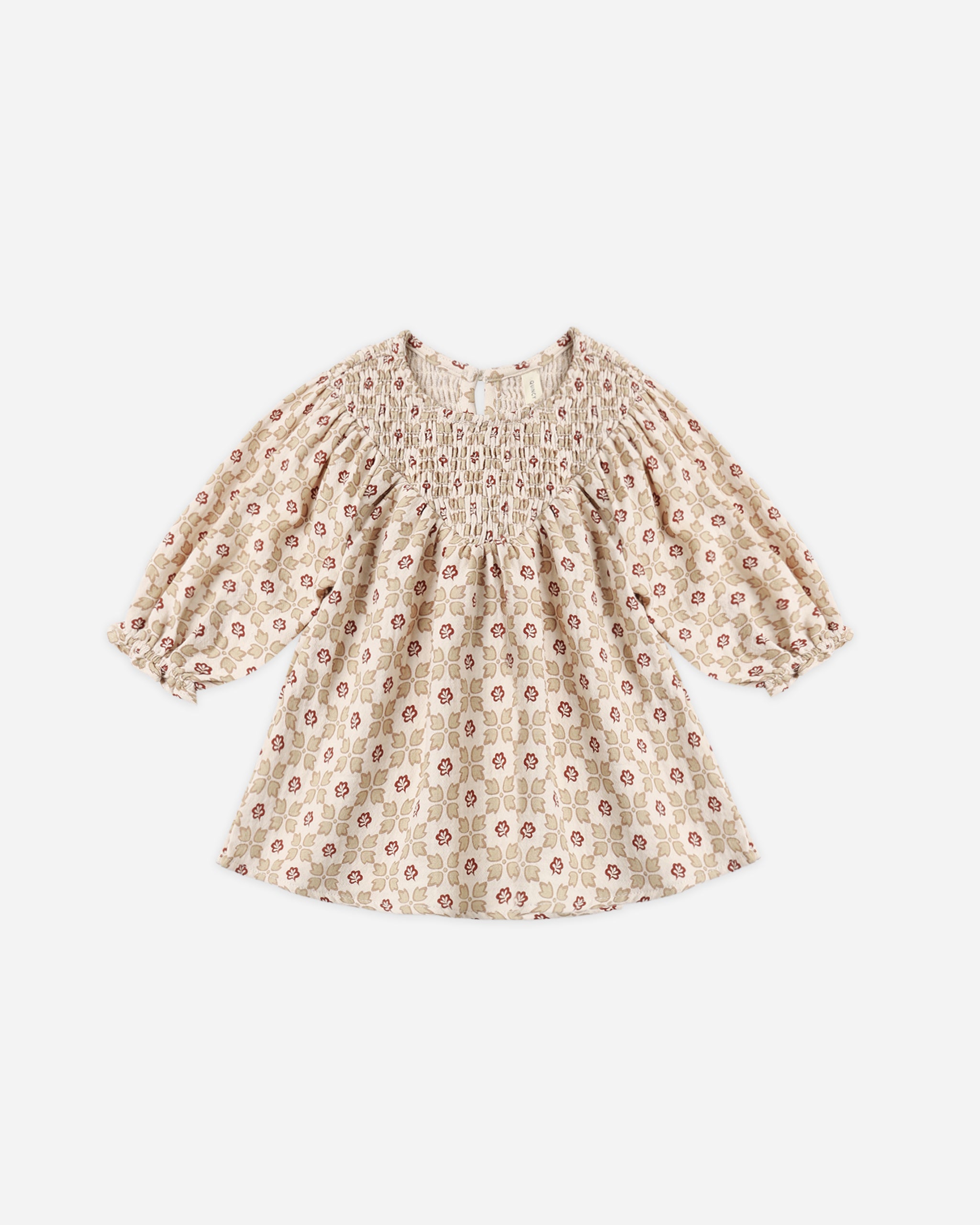 QUINCY MAE V SMOCKED DRESS - WINTER ROSE