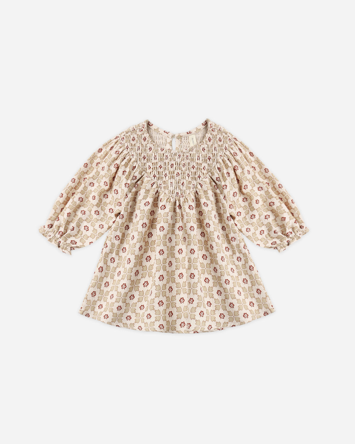QUINCY MAE V SMOCKED DRESS - WINTER ROSE