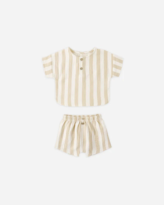 QUINCY MAE WOVEN BOXY TOP + SHORT SET - SUMMER STRIPE