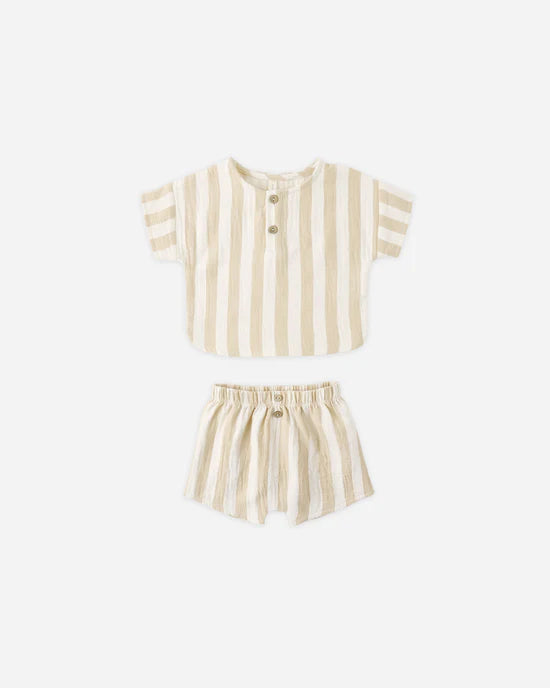 QUINCY MAE WOVEN BOXY TOP + SHORT SET - SUMMER STRIPE