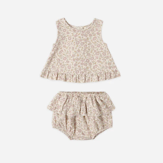 QUINCY MAE RUFFLED TULIP TOP + BLOOMER - DAHLIA