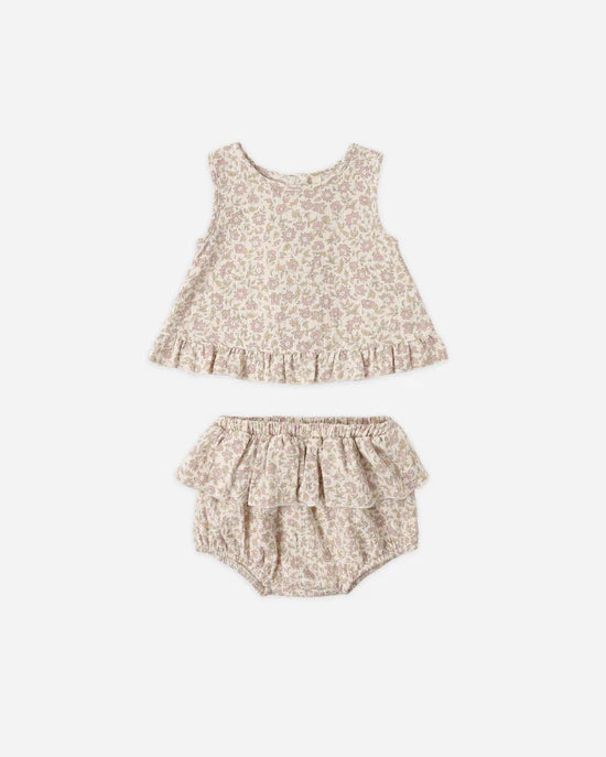 QUINCY MAE RUFFLED TULIP TOP + BLOOMER - DAHLIA