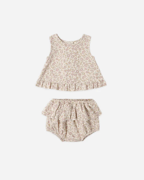 QUINCY MAE RUFFLED TULIP TOP + BLOOMER - DAHLIA