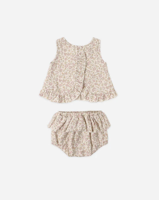 QUINCY MAE RUFFLED TULIP TOP + BLOOMER - DAHLIA