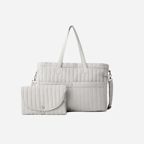 QUINCY MAE DIAPER BAG + CHANGING MAT - SAGE GINGHAM