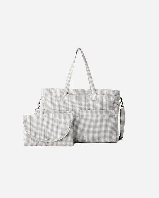 QUINCY MAE DIAPER BAG + CHANGING MAT - SAGE GINGHAM