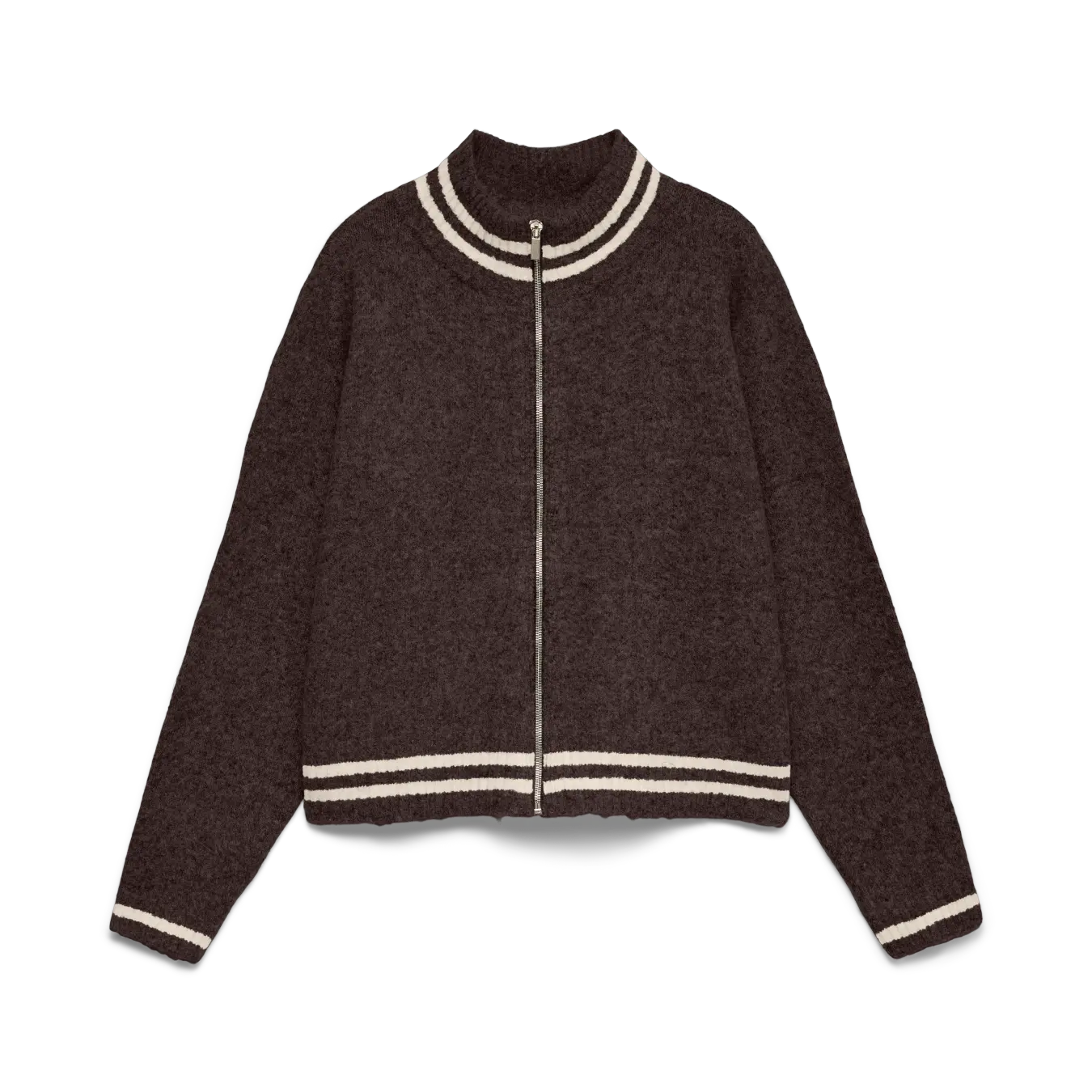 VM BANG TWO TONE FULL ZIP SWEATER - CHOCOLATE TORTE