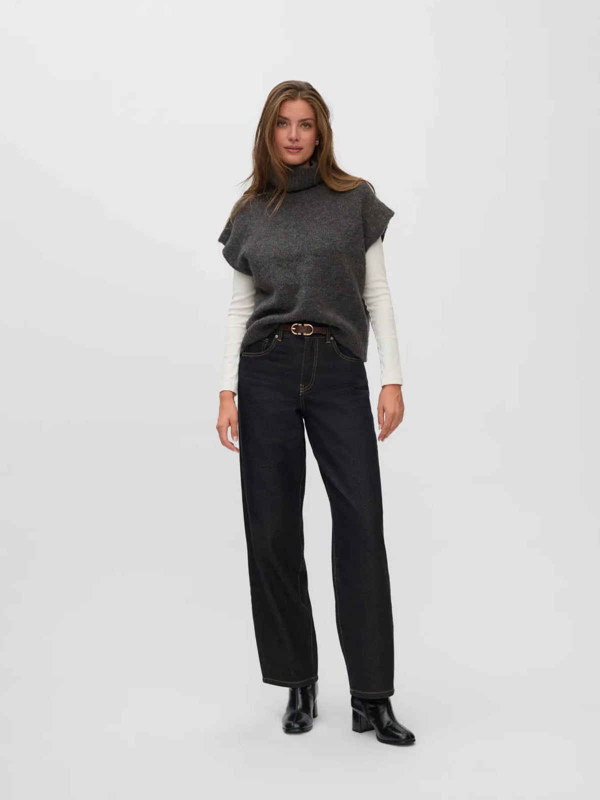 VM INGRID ROLLNECK VEST - DARK GREY MELANGE