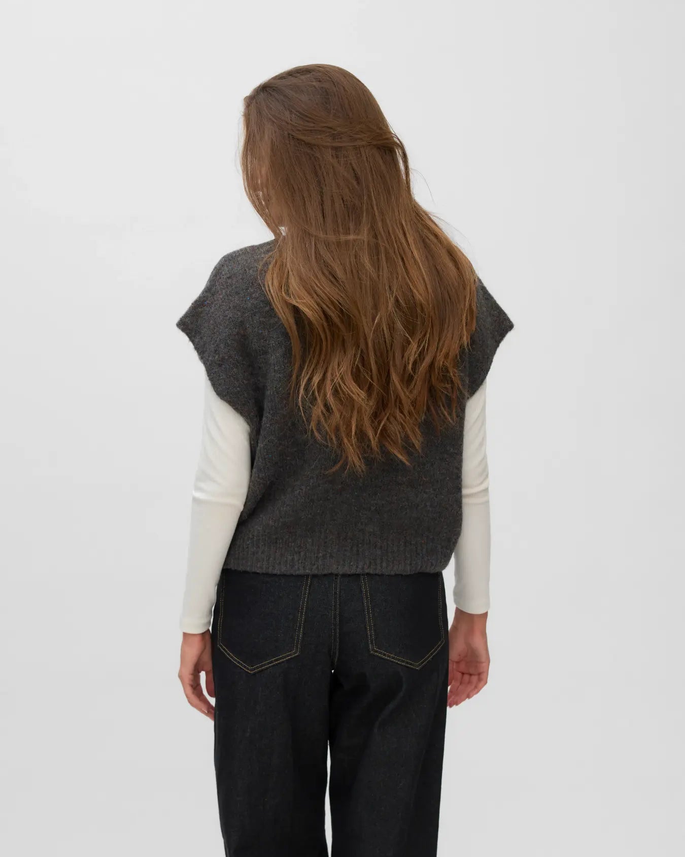 VM INGRID ROLLNECK VEST - DARK GREY MELANGE