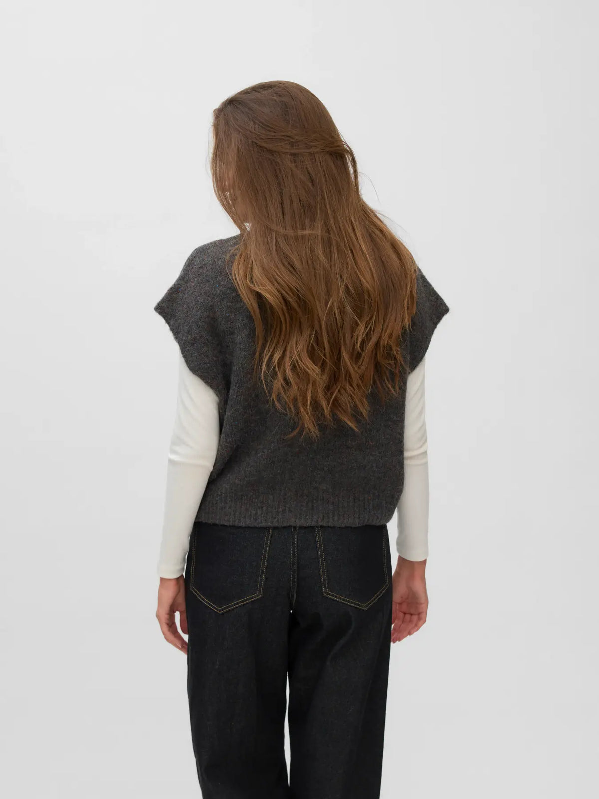 VM INGRID ROLLNECK VEST - DARK GREY MELANGE
