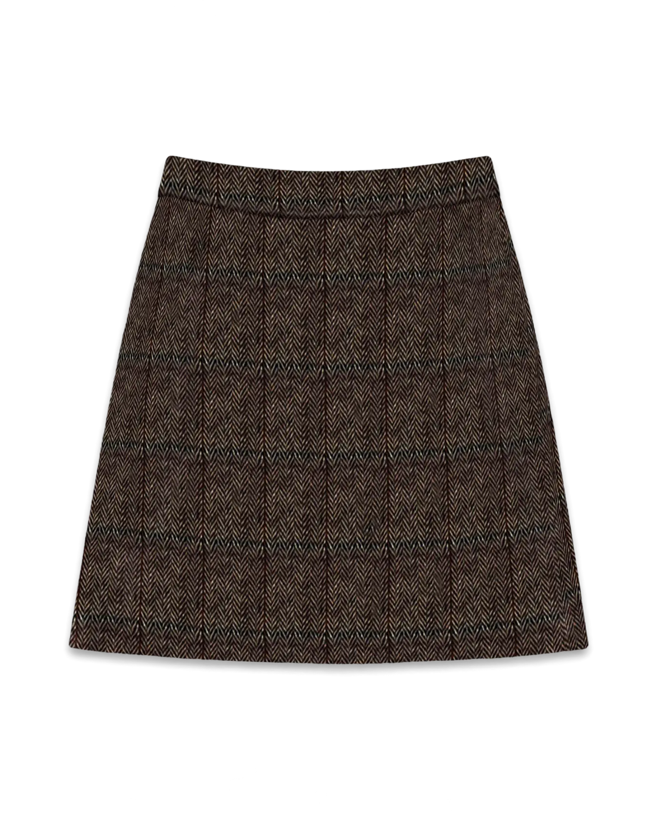 VM GEMMA PLAID WOOL SKIRT - CHOCOLATE TORTE