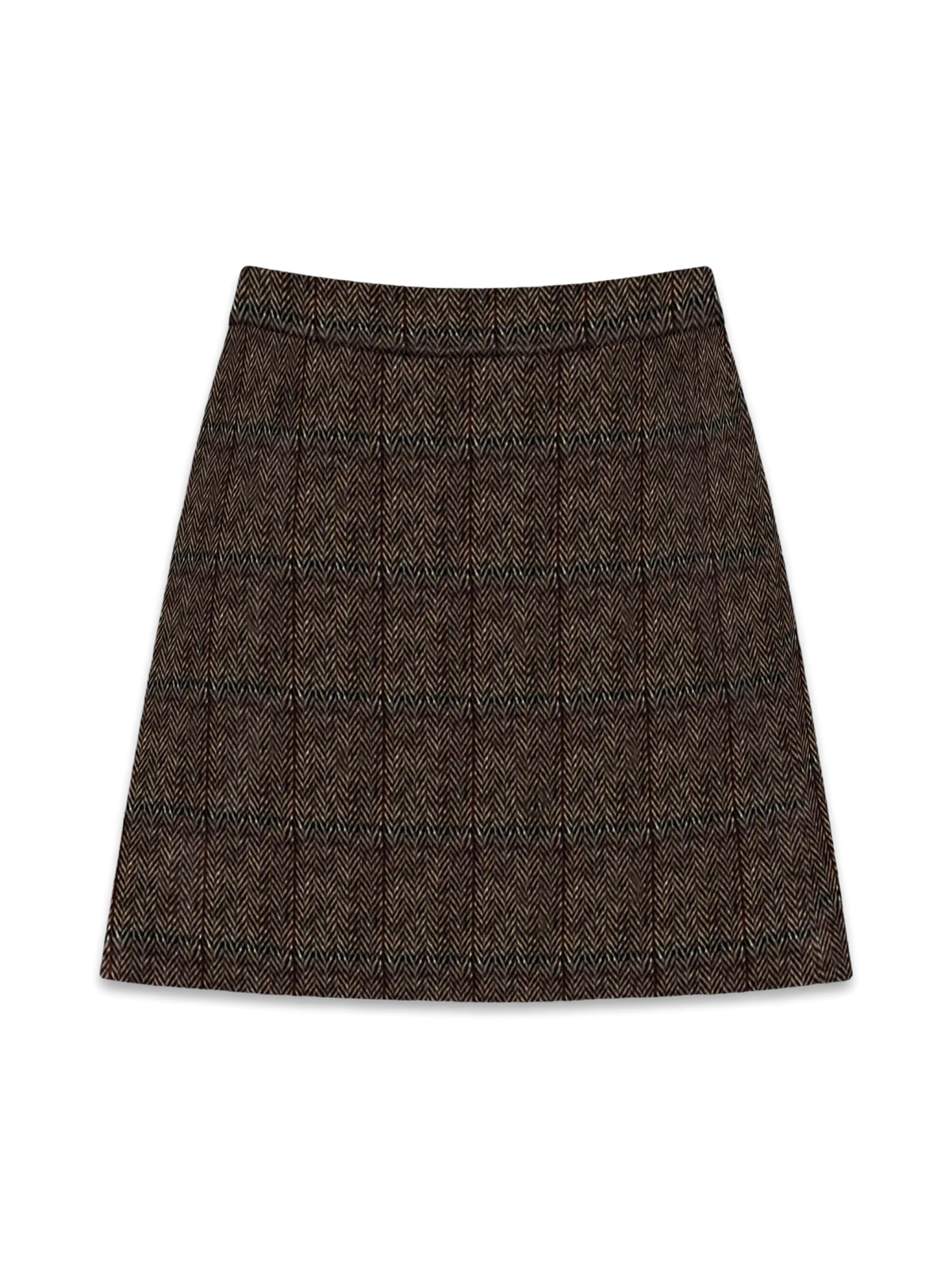 VM GEMMA PLAID WOOL SKIRT - CHOCOLATE TORTE