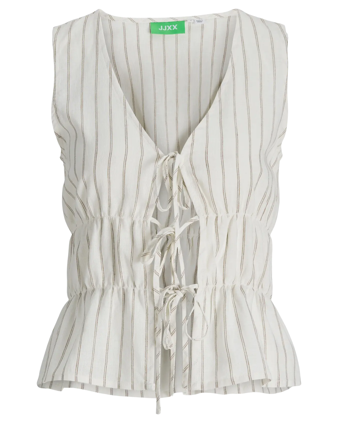 JJXX ALMIRA LINEN TIE TOP - BLANC STRIPES