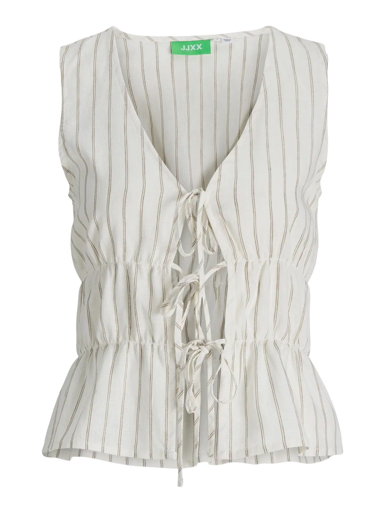 JJXX ALMIRA LINEN TIE TOP - BLANC STRIPES