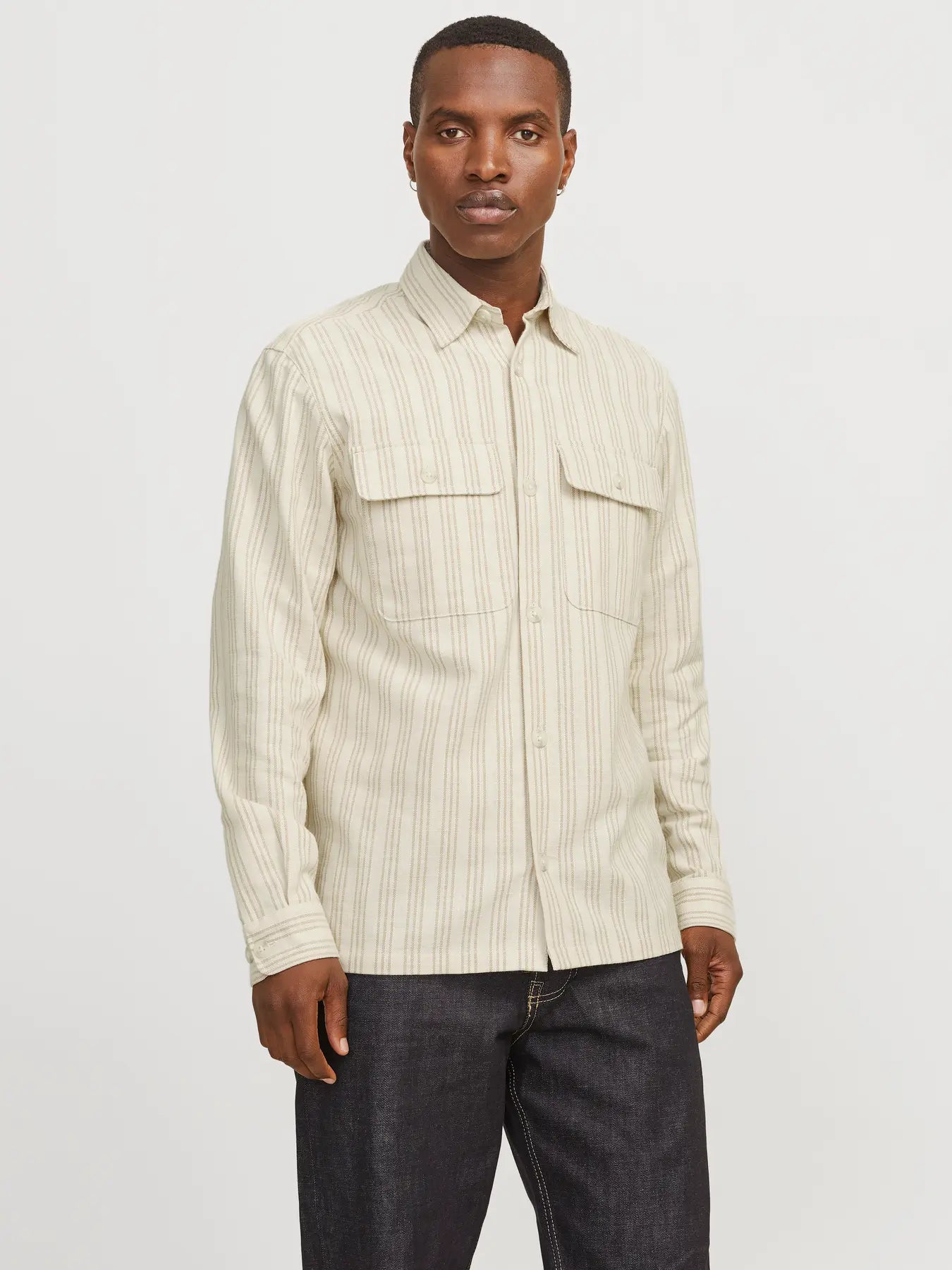 JJ CRAYMOND STRIPE OVERSHIRT - CLOUD DANCER
