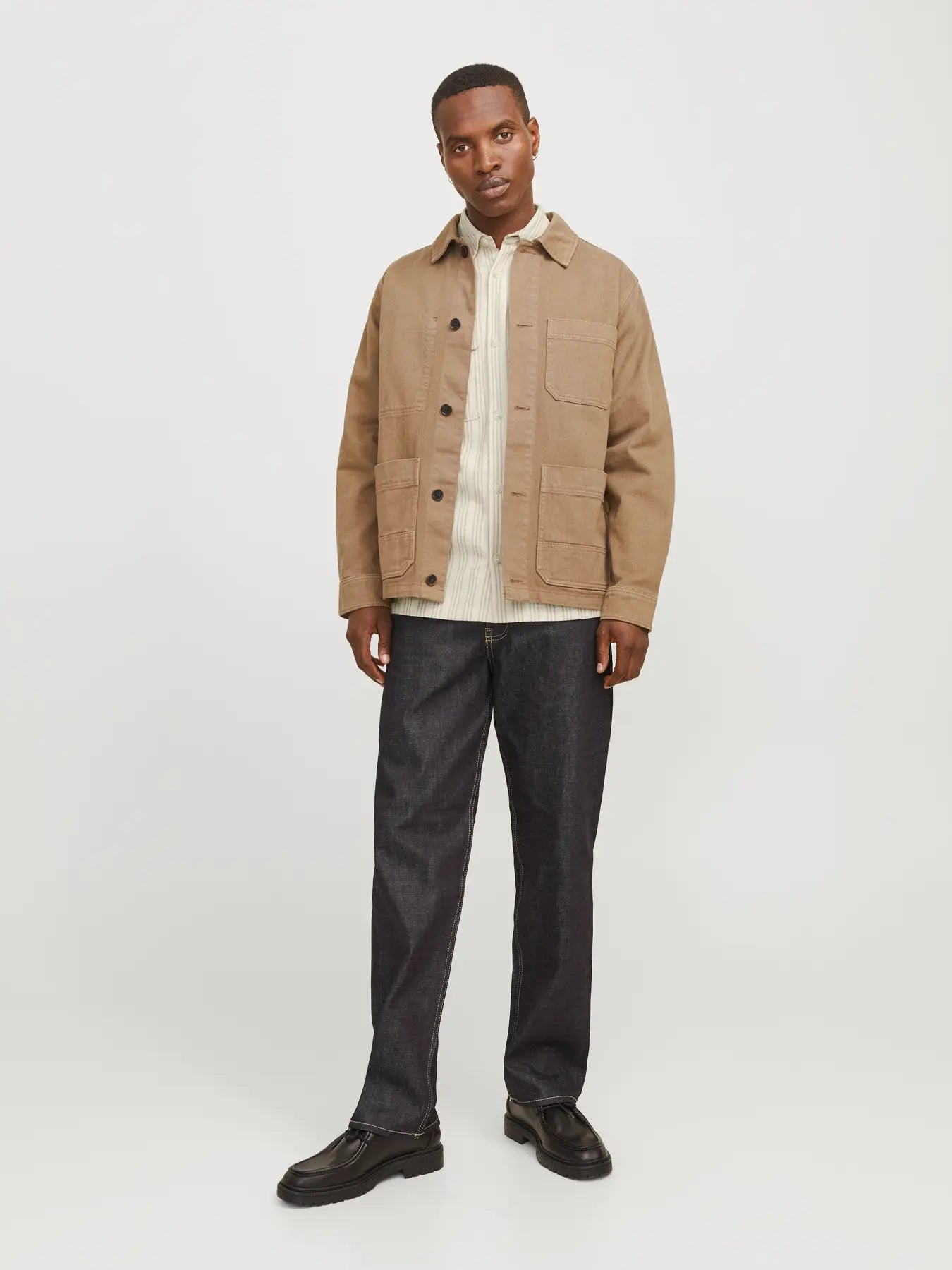 JJ CRAYMOND STRIPE OVERSHIRT - CLOUD DANCER
