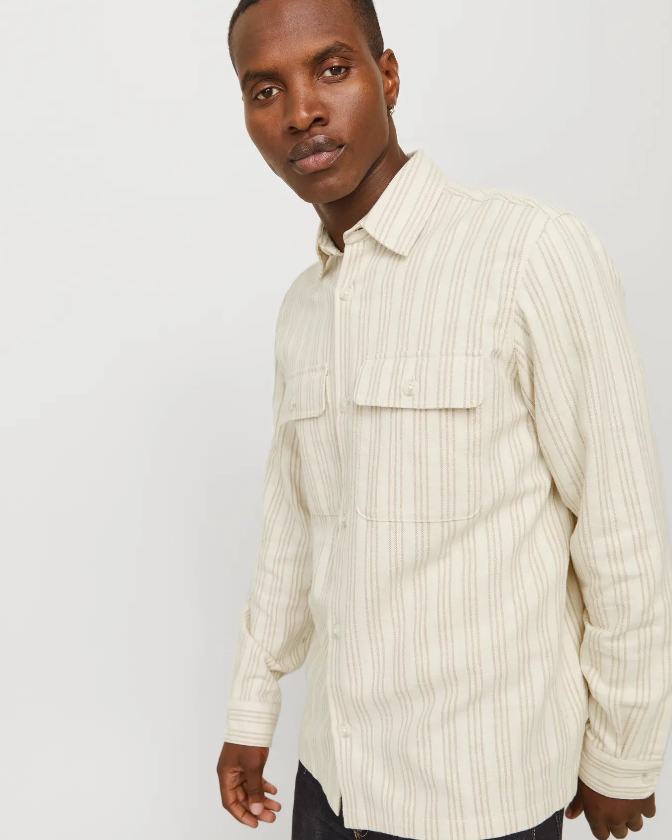 JJ CRAYMOND STRIPE OVERSHIRT - CLOUD DANCER