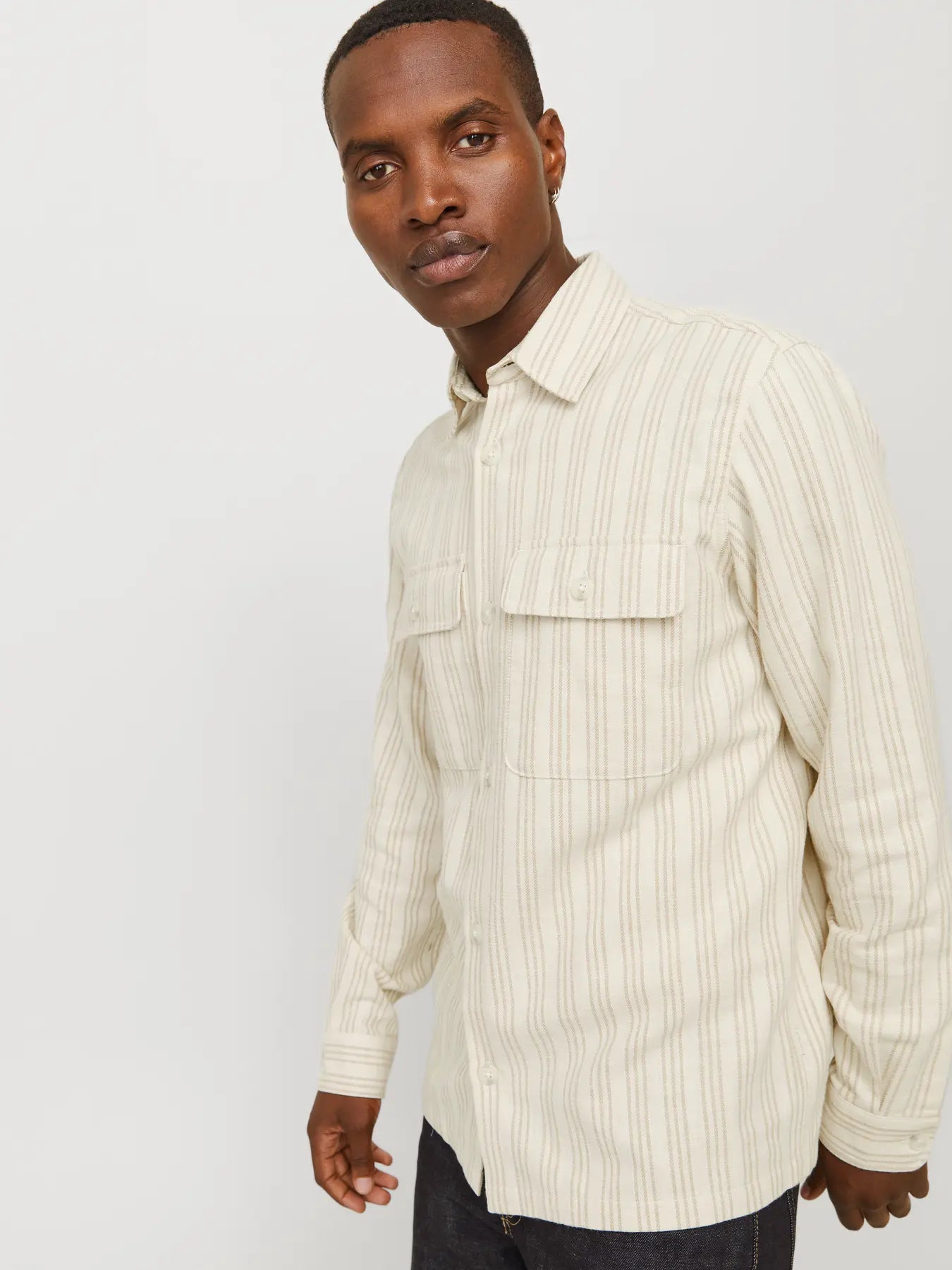 JJ CRAYMOND STRIPE OVERSHIRT - CLOUD DANCER