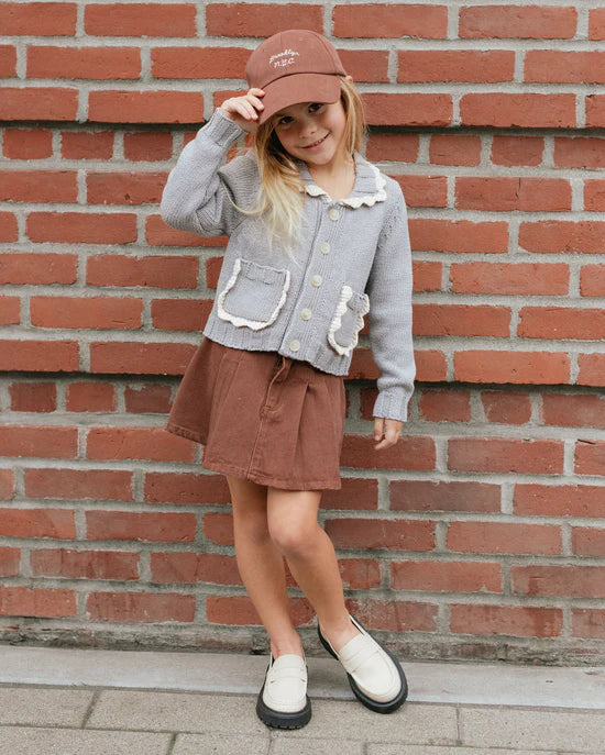 RYLEE + CRU PLEATED DENIM SKIRT - WASHED BROWN