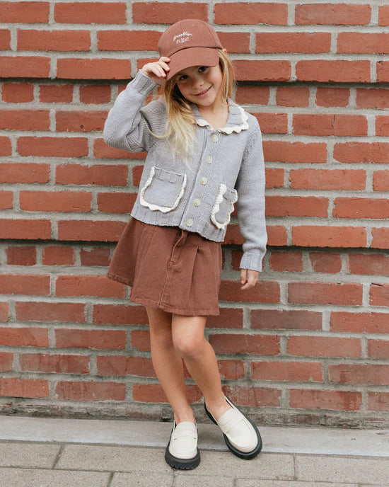 RYLEE + CRU PLEATED DENIM SKIRT - WASHED BROWN