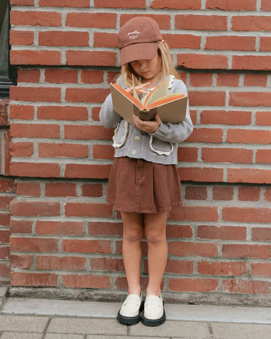 RYLEE + CRU PLEATED DENIM SKIRT - WASHED BROWN