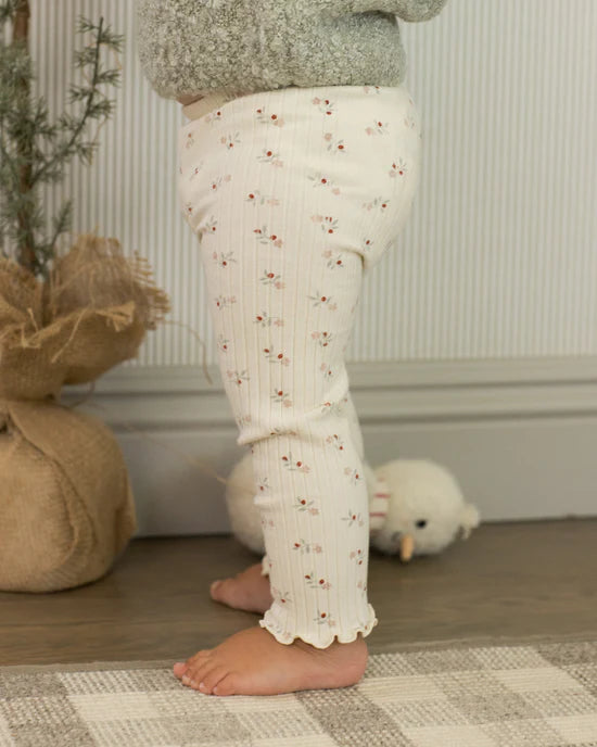 RYLEE + CRU RIBBED LEGGINGS - NATURAL DITSY